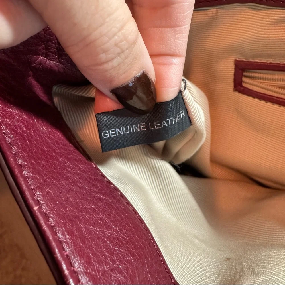 Vintage Leather Wine Red Maroon Purse Bag Ann Taylor